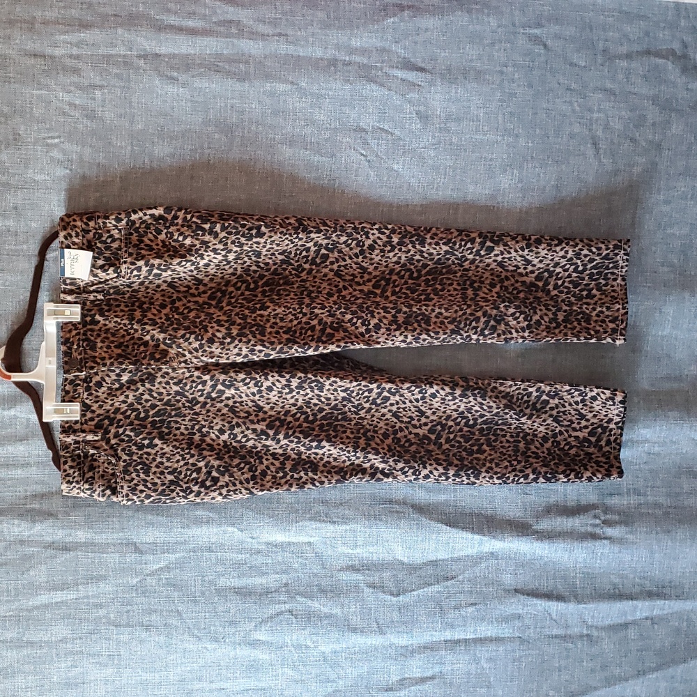 Petite High Rise Straight Leg Leopard Jeans Denim Pants